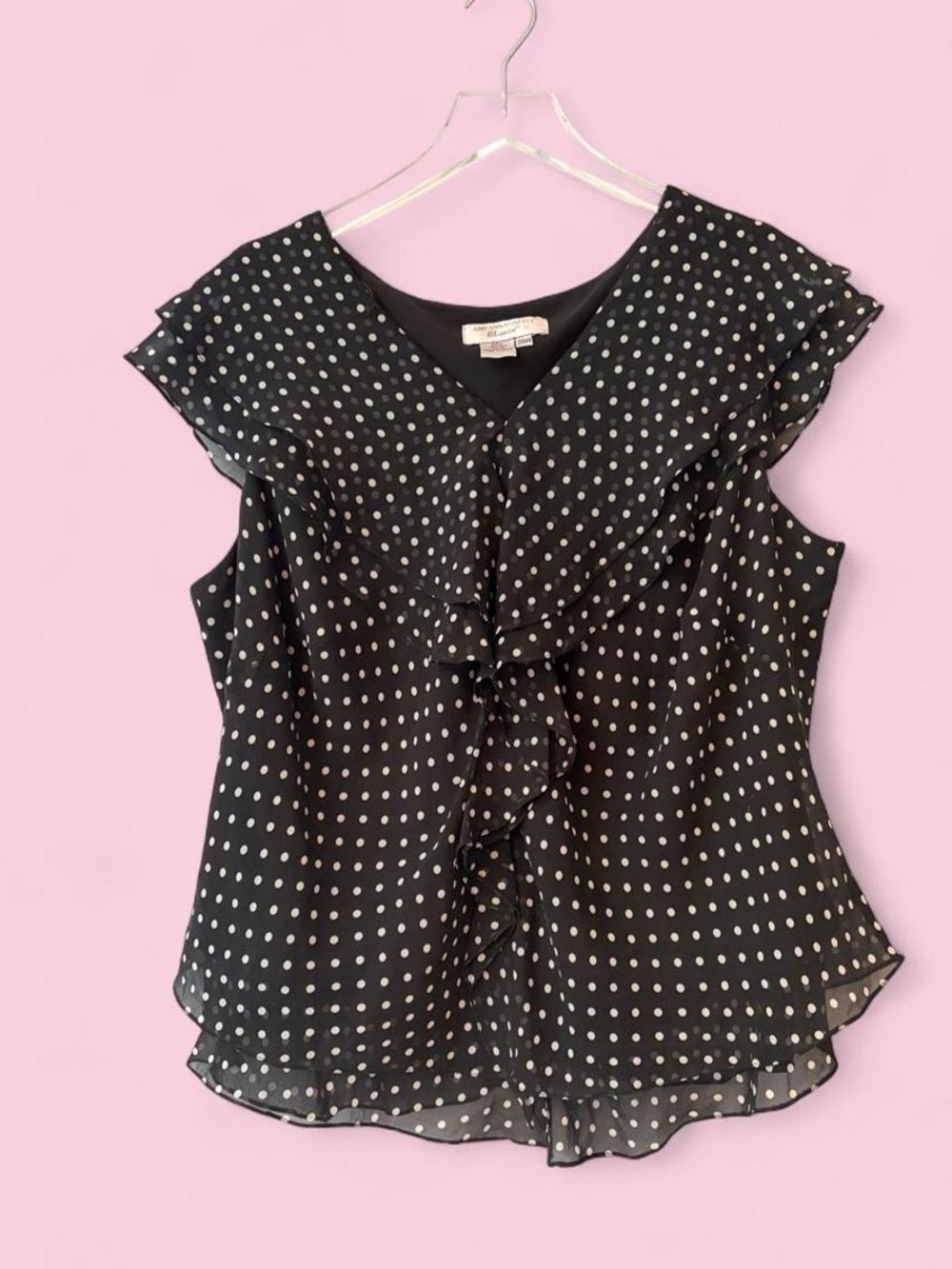90s Silk Polka Dot Ruffle Blouse